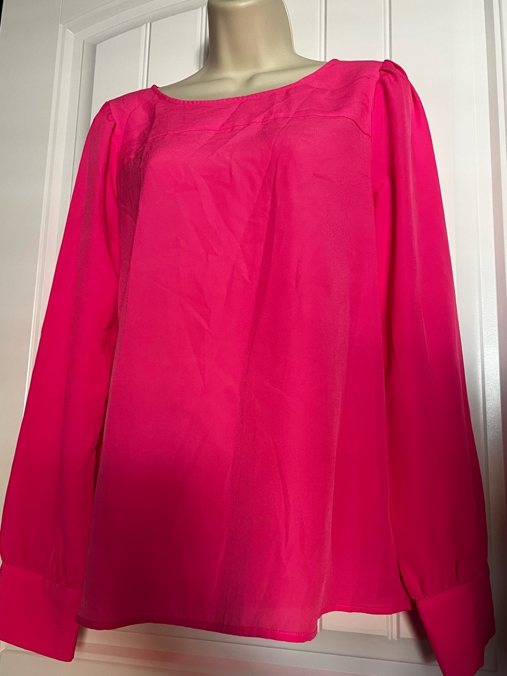 J. Crew Hot Pink Long Sleeve Blouse